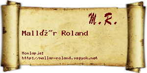 Mallár Roland névjegykártya